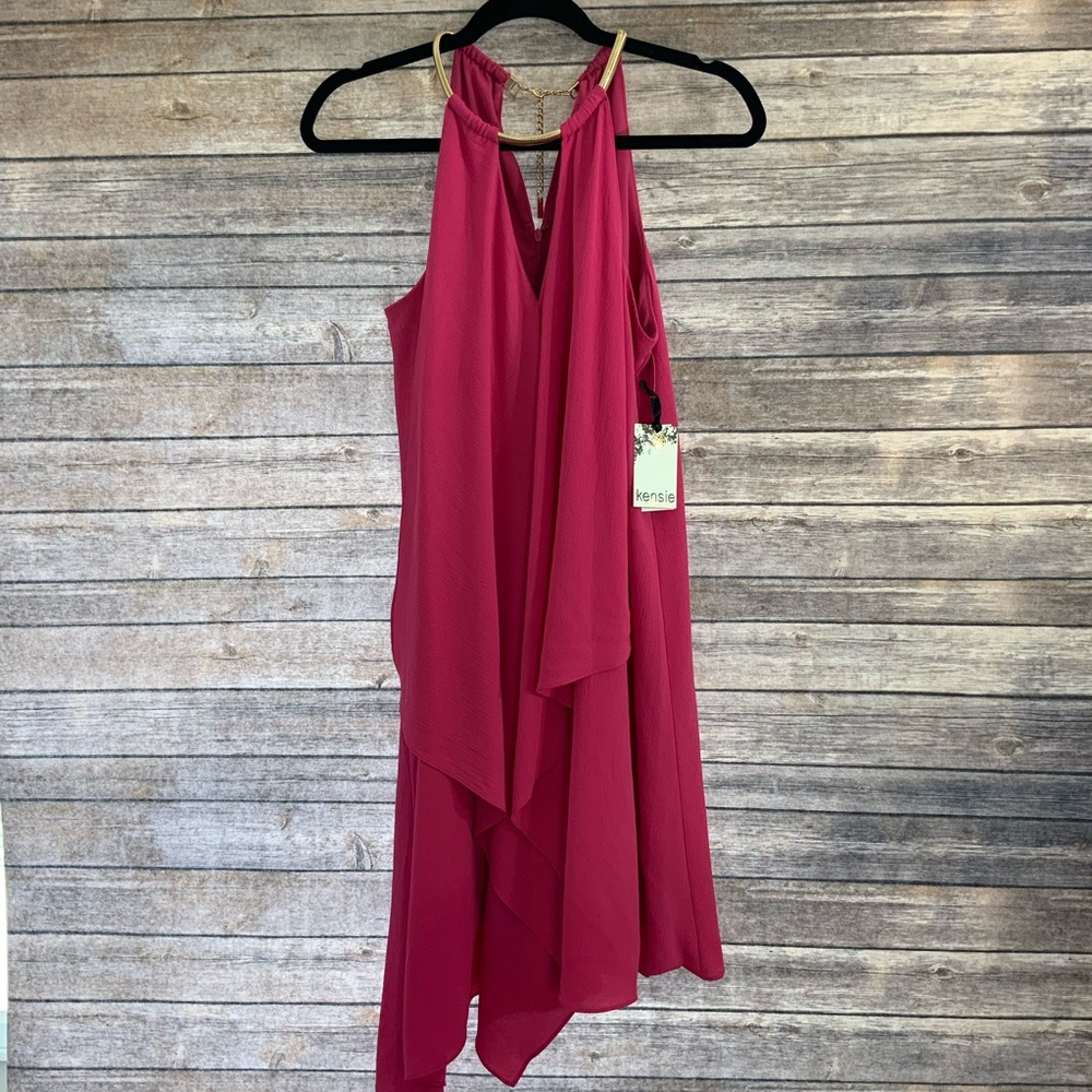 Kensie Dresses Pink And Gold Halter Neck Dress